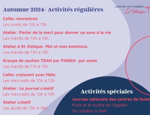 CENTRE DE FEMMES – La Moisson – Activités régulières – Automne 2024