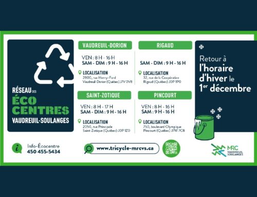 ÉCOCENTRES – Retour à l’horaire d’hiver 1er décembre 2025