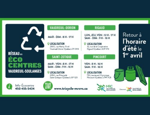ÉCOCENTRES – Retour à l’horaire d’été 1er avril 2026